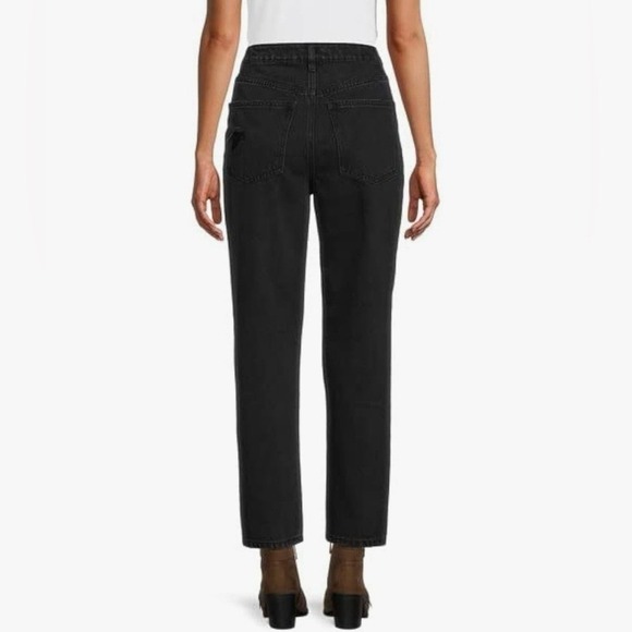 No Boundaries Distressed Black Button Fly High Rise Straight Grunge 90s Jeans 9 - Picture 5 of 11